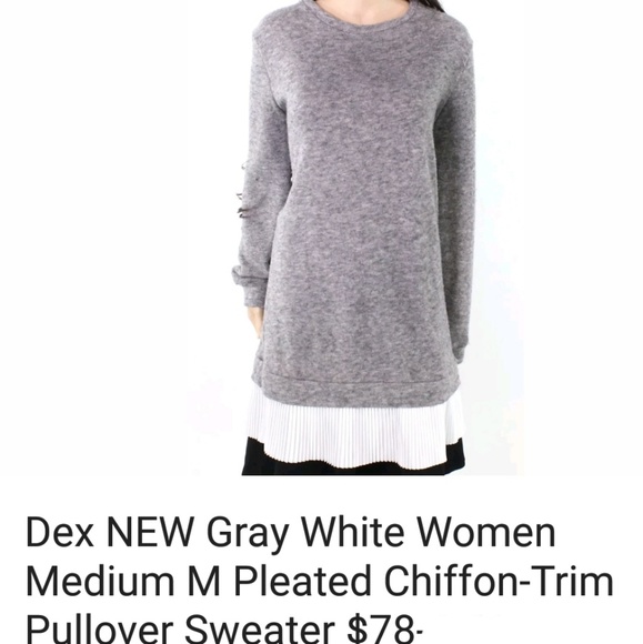 NWT Dex Soft, long Tunic Sweater w Chiffon trim hem - Picture 2 of 3